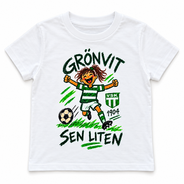 T-shirt - Grönvit sen liten Flicka